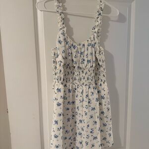 Floral White and Blue romper